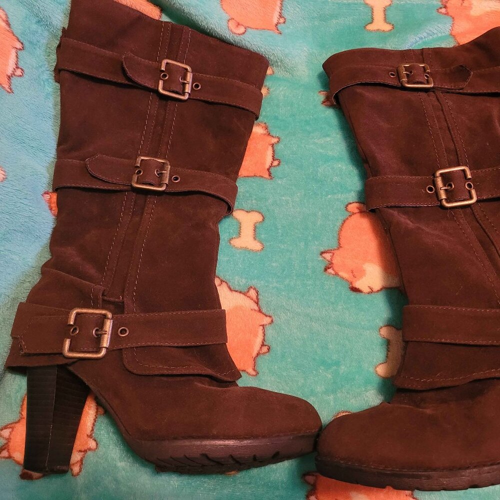 Dark Brown Boots Suede